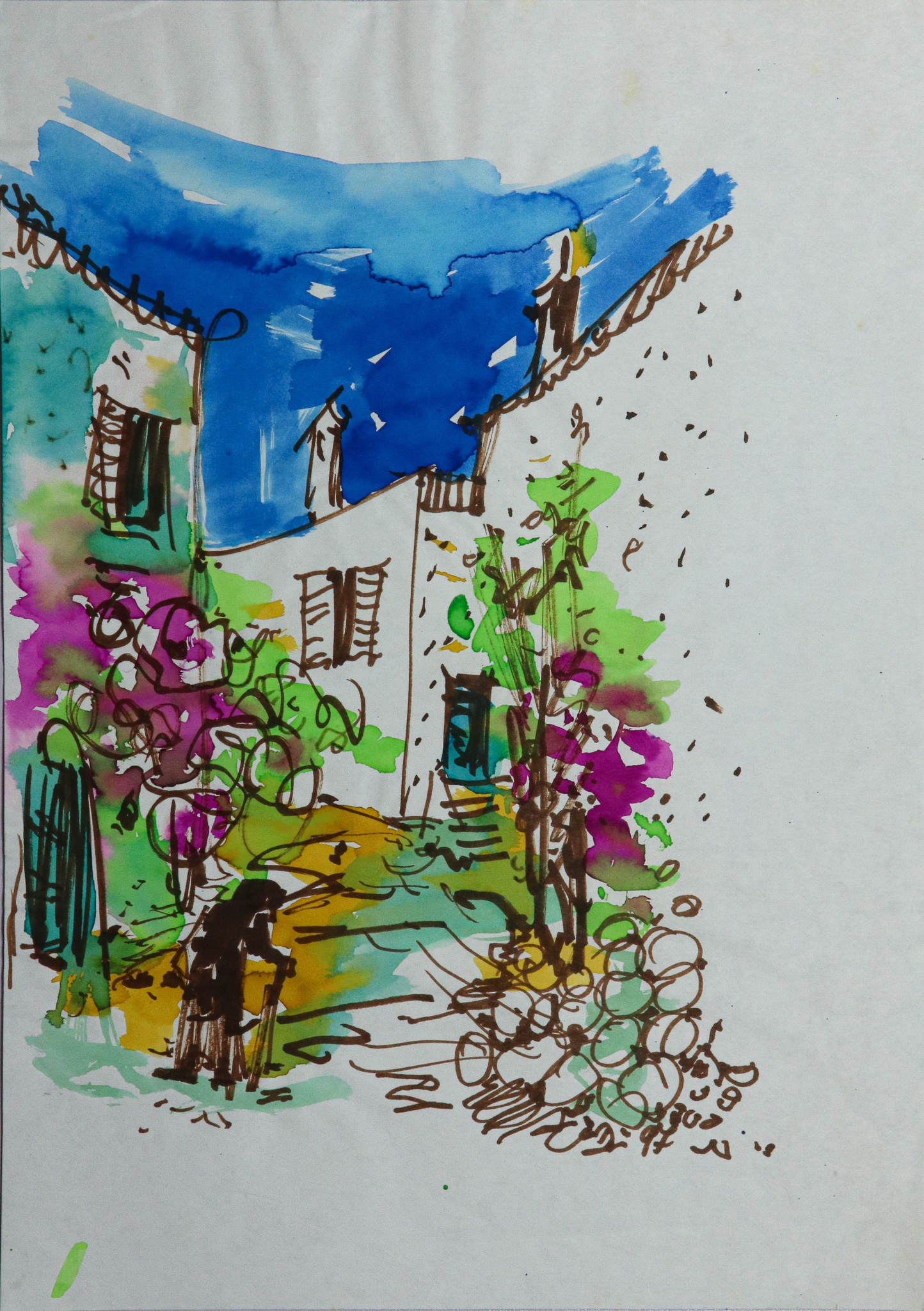 Gasse mit alter Frau